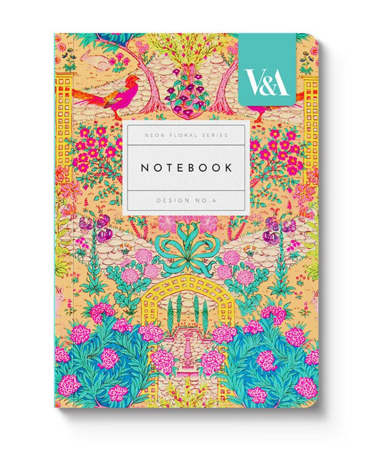 Neon Floral Ornate Garden Notebook A6