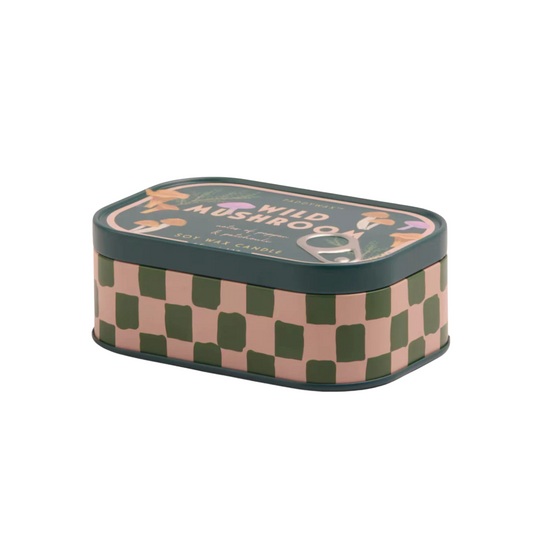 Bistro Mushroom Printed Tin Candle - Wild Mushroom