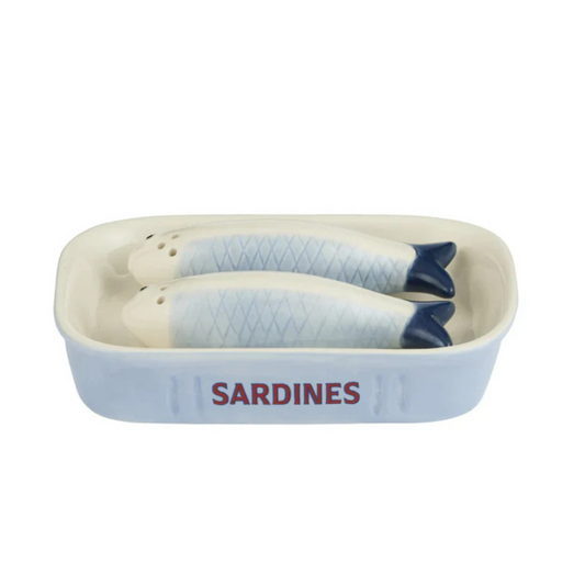 Sardine Tin Ceramic Salt and Pepper Set