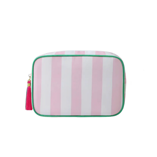 Stripe Makeup Bag - Pink - Green