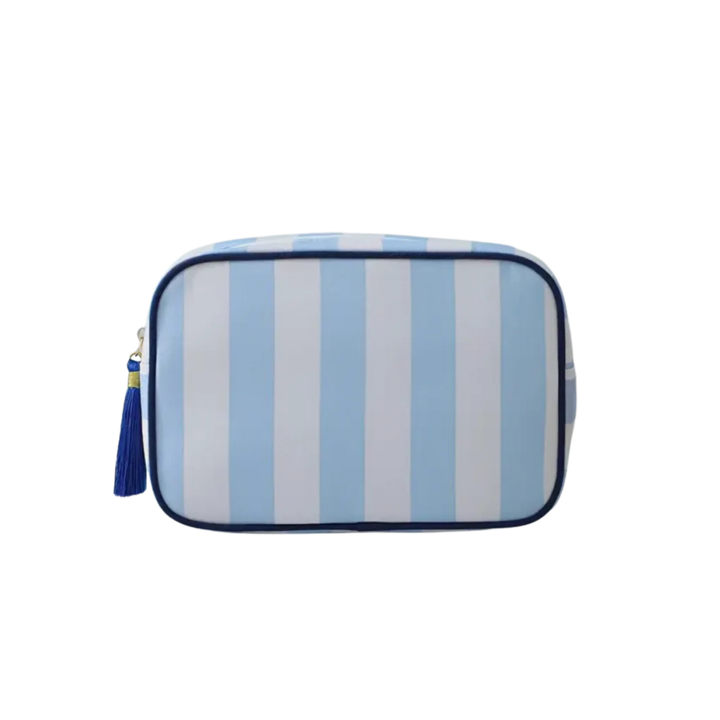 Stripe Makeup Bag - Blue - White