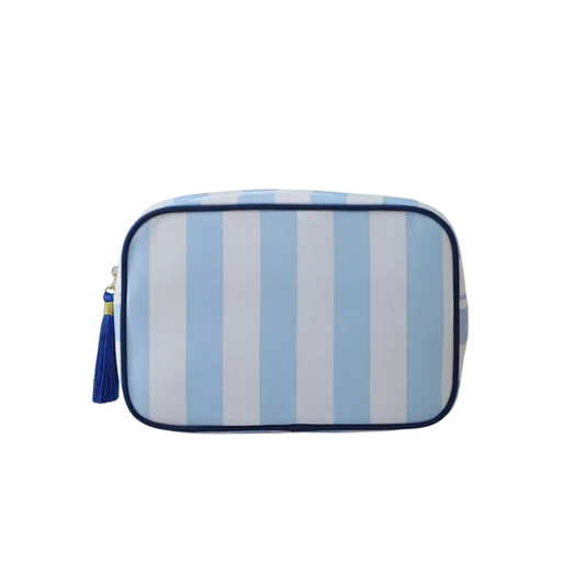 Stripe Makeup Bag - Blue - White