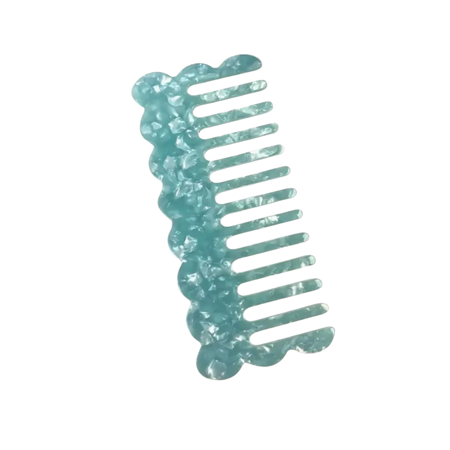 Resin Comb Scallop Edge Aqua