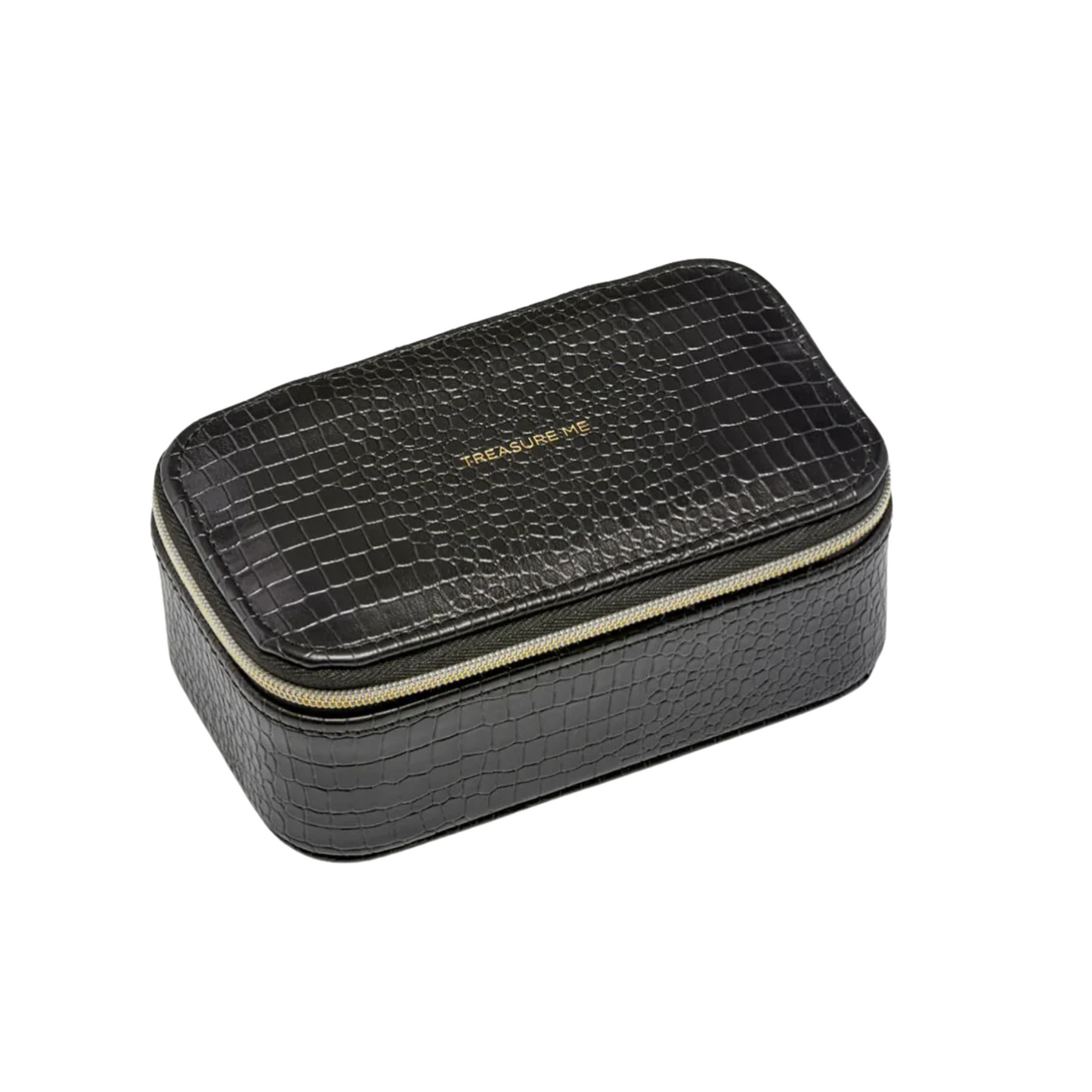 Mini Jewellery Box in Black Croc