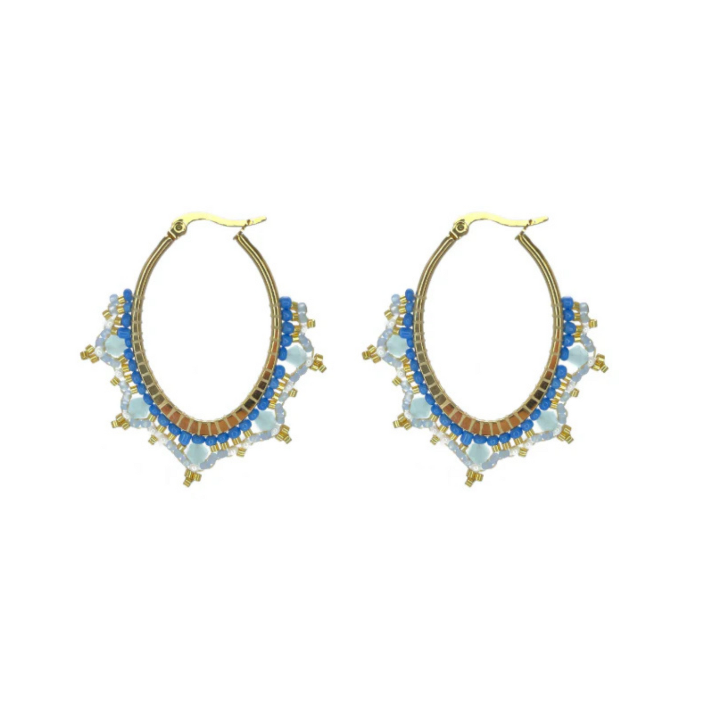 Beaded Hoops - Blue
