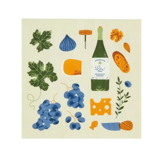 Wine & Cheese Paper Napkin 20 pack