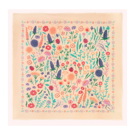 Wild Flowers Cotton Bandana - Coconut