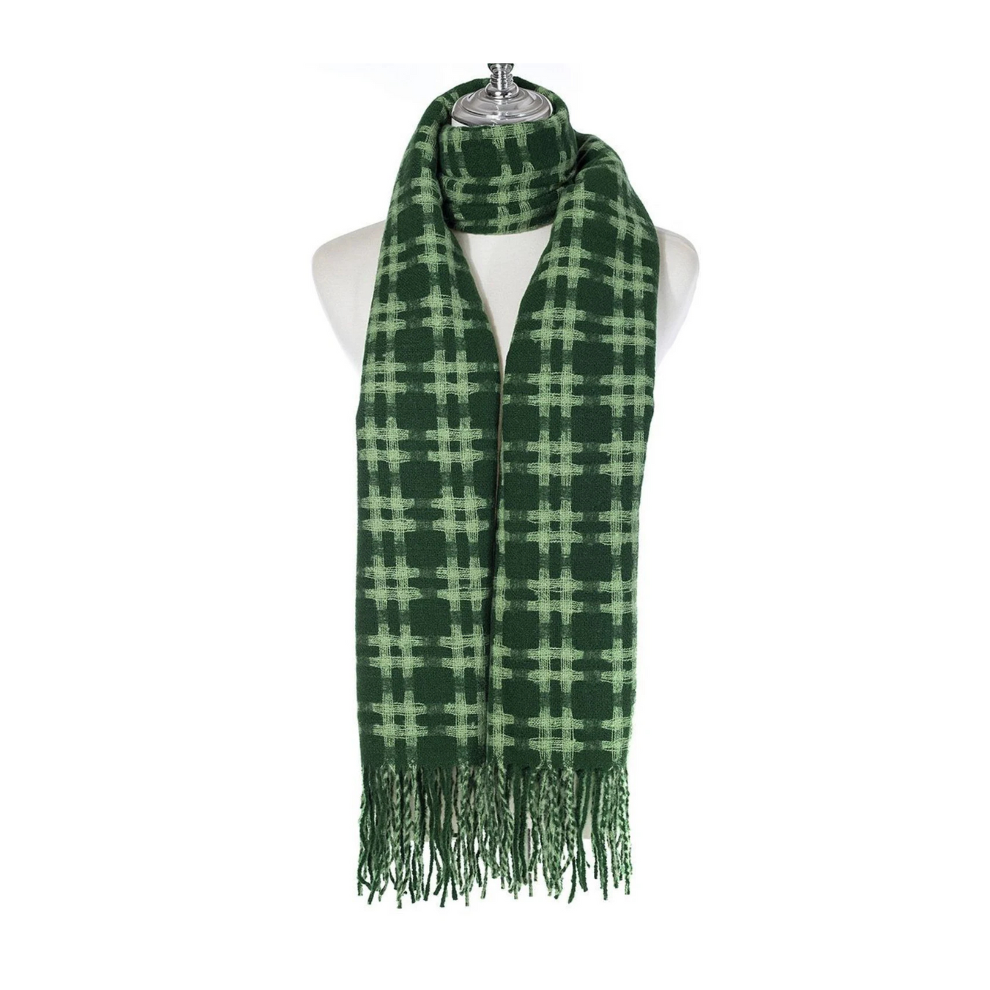 Cross Hatched Green Scarf