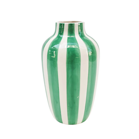 Halcyon Stripe Vase Green