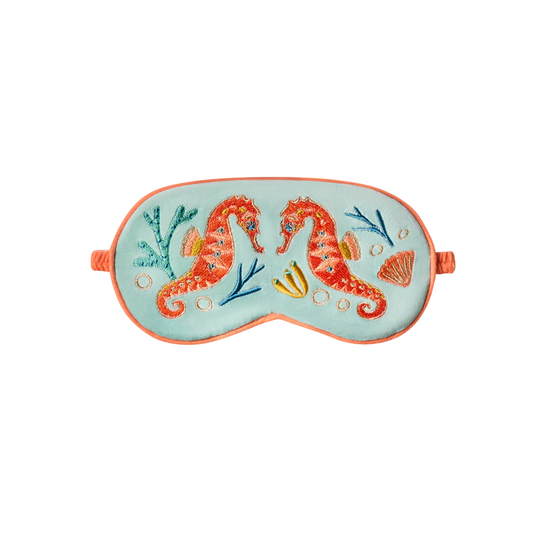 Luxury Velvet Eye Mask - Aqua Sparkling Seahorse
