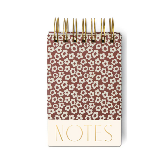 Twin Wire Chunky Notepad - Burgundy Groovy Floral