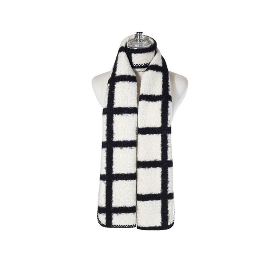Black & White Check Sherpa Scarf