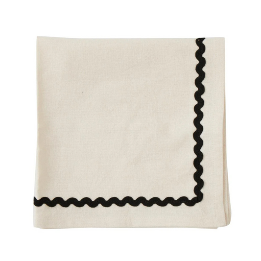 Orla Cotton Napkin 40cm Set of Four in Ivory Black