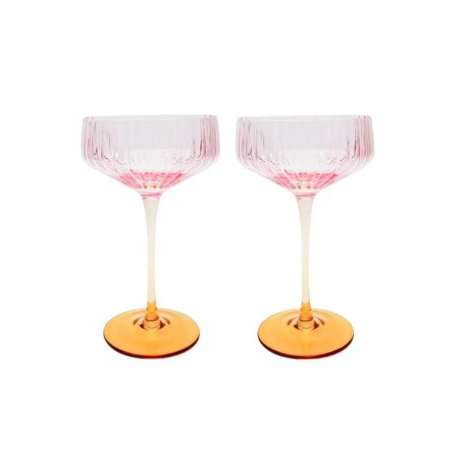 Ellie Ombre Cocktail Glass Pink and Yellow Set of 2