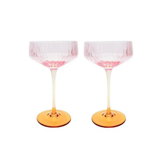 Ellie Ombre Cocktail Glass Pink and Yellow Set of 2