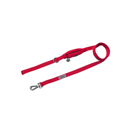 Red Dog Leash with Built-in Poop Bag Holder