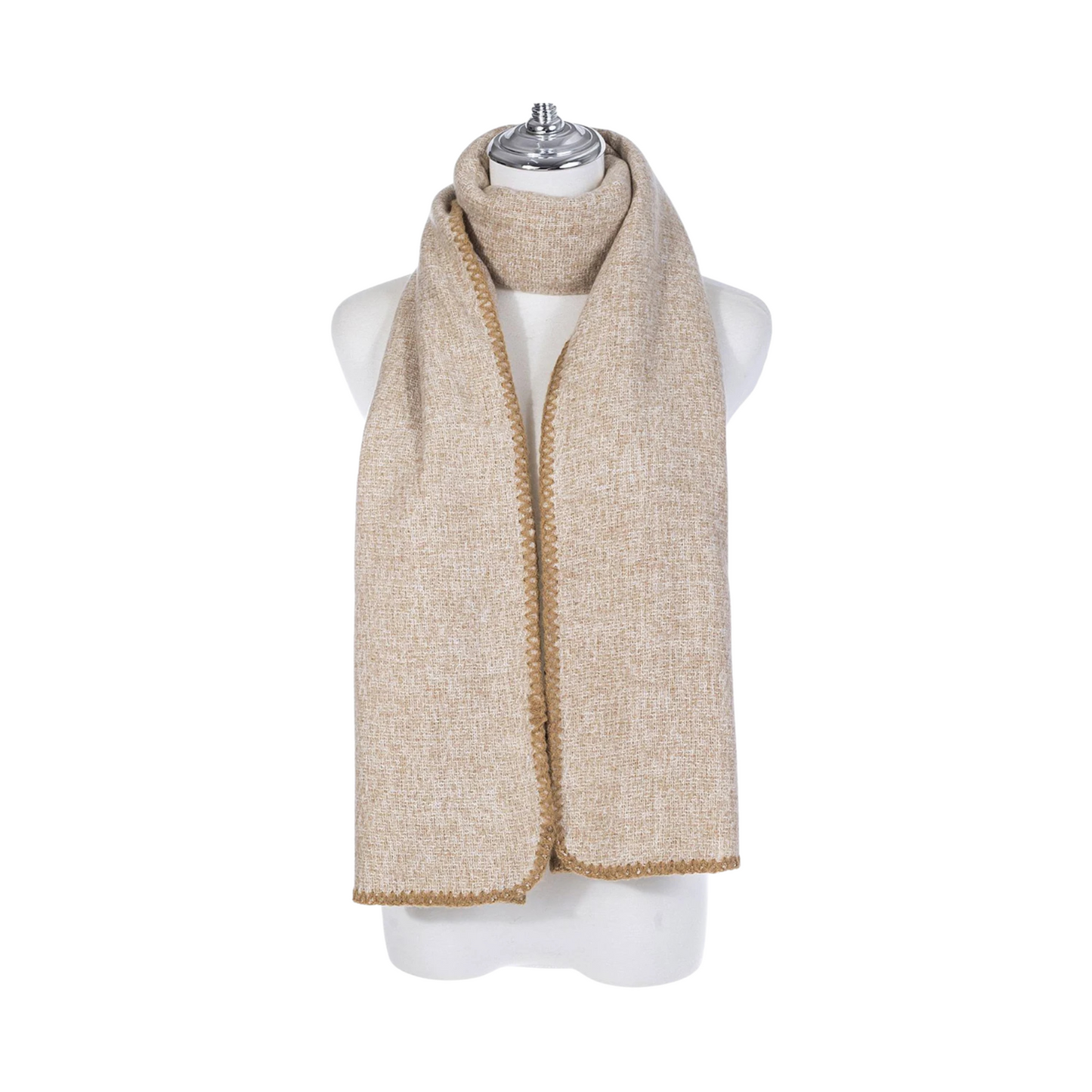 Stitched Edge Beige Scarf