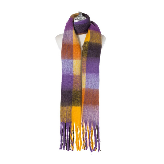 Purple & Gold Checkered Scarf