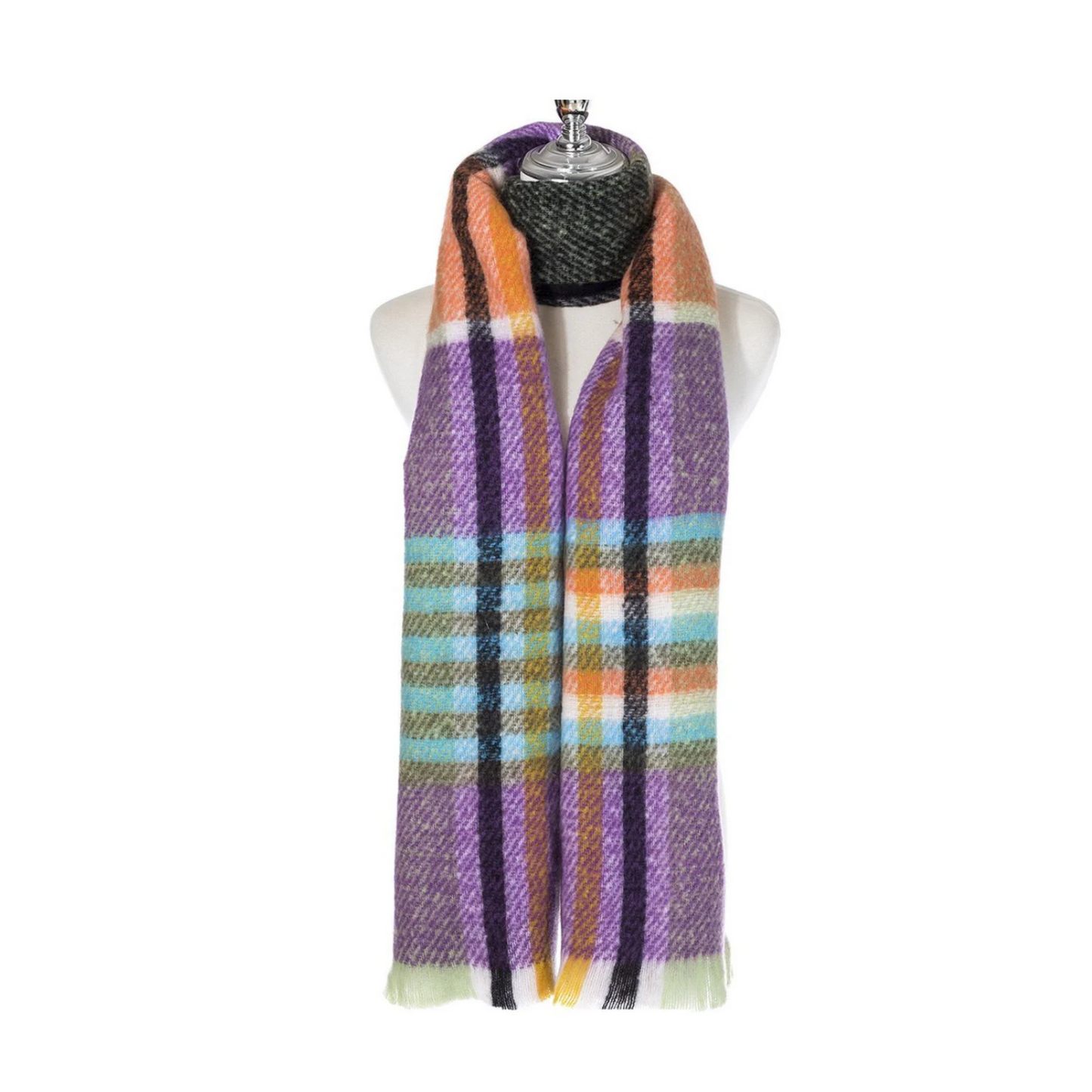 Square and Striped Purple Orange Scarf