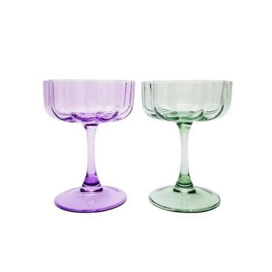 Willa Cocktail Glass Purple & Green Set of 2
