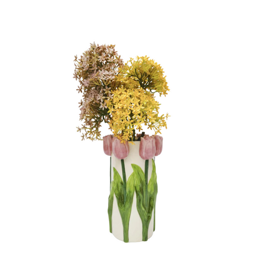 Tulip Vase Pink and White