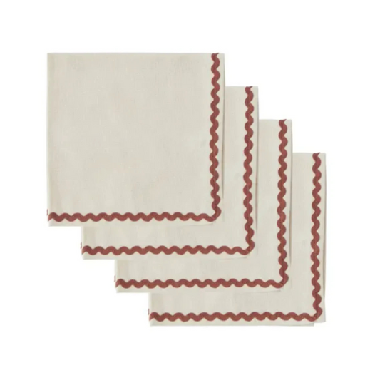 Orla Cotton Napkin 40cm Set of Four in Ivory Russet