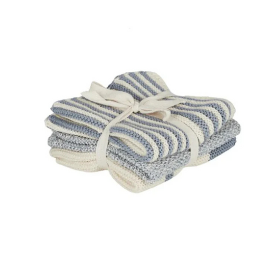 Amy S/3 Cotton Knit Cloth 28x28cm in Blue