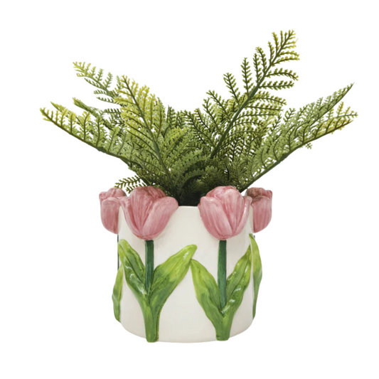 Tulip Planter Pink and White