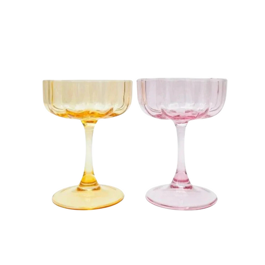 Willa Cocktail Glass Pink & Yellow Set of 2