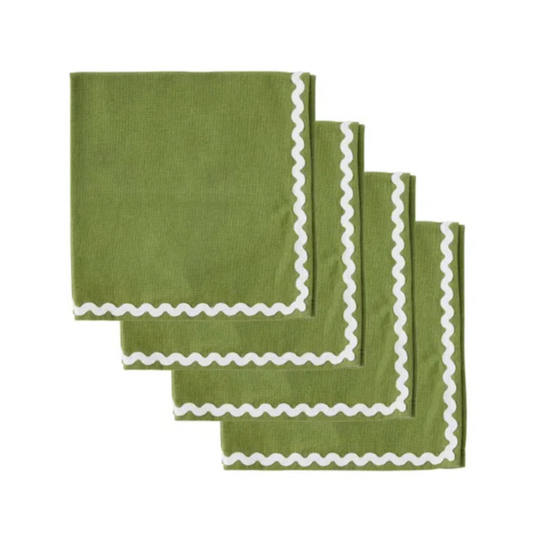 Orla Cotton Napkin 40cm Set of Four in Olive Ivory