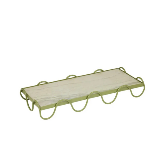 Loren Marble/Metal Tray 20x40x6cm Green