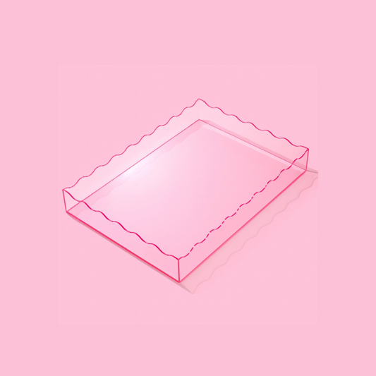 Wavy Acrylic Tray - Rectangle - Large - Light Pink