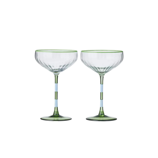 Lena S/2 Glass Rib Coupe Green & Blue