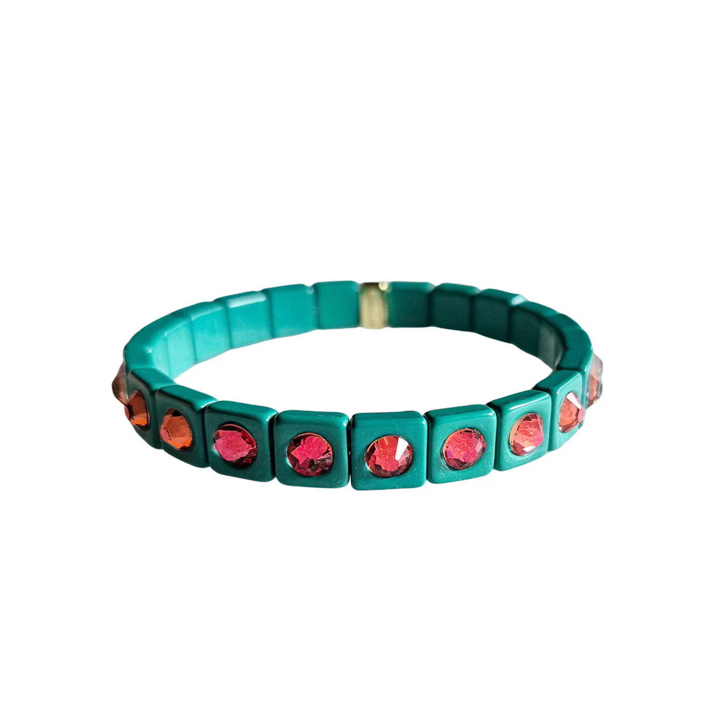 Green & Hot Pink Stone Bracelet