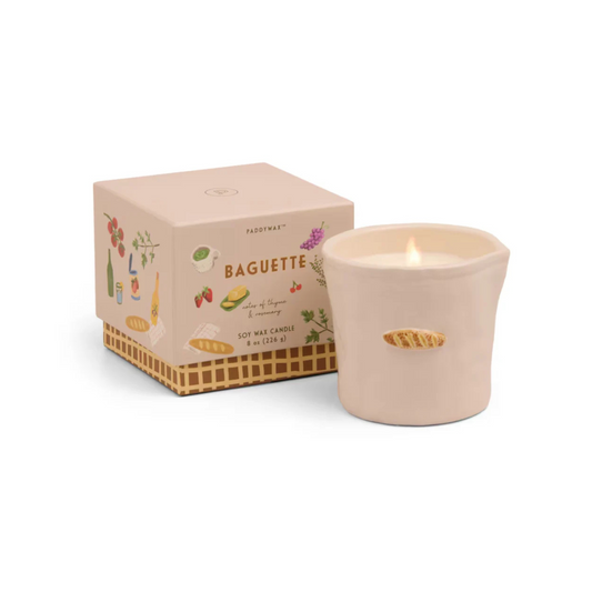 Bistro French Baguette Embossed Ceramic Candle - Rosemary Thyme Boxed