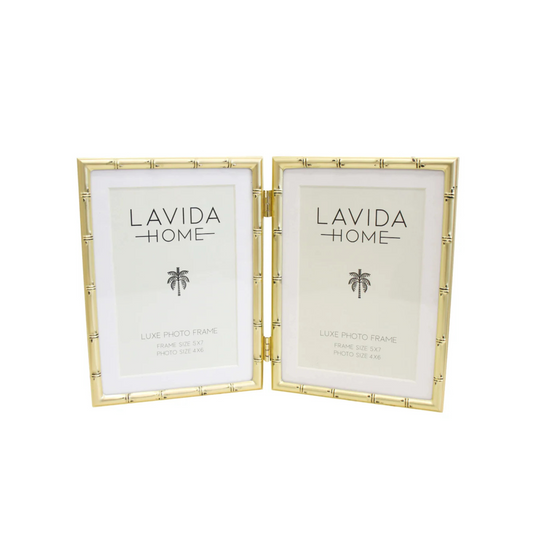 Frame 5x7 Double Bamboo Gold