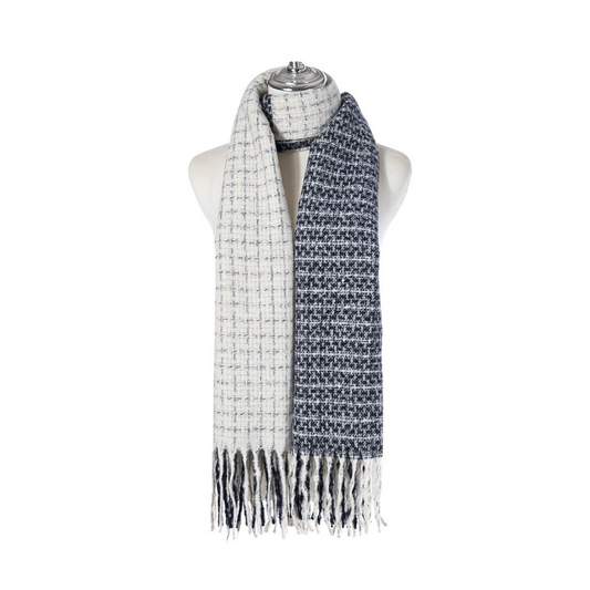 Navy & White Knitted Cross Hatched