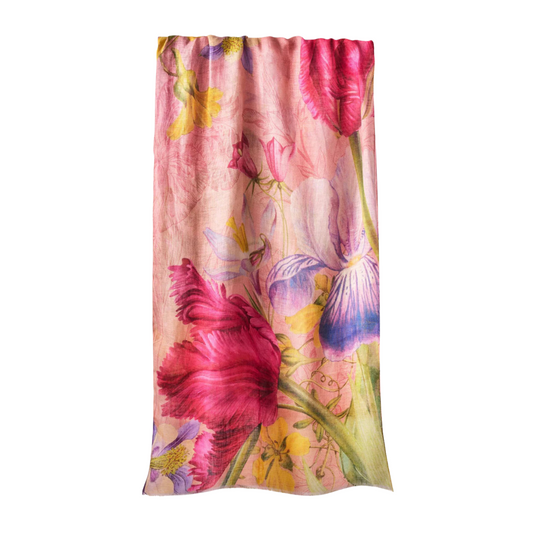 Floral Study Linen Cotton Scarf in Petal