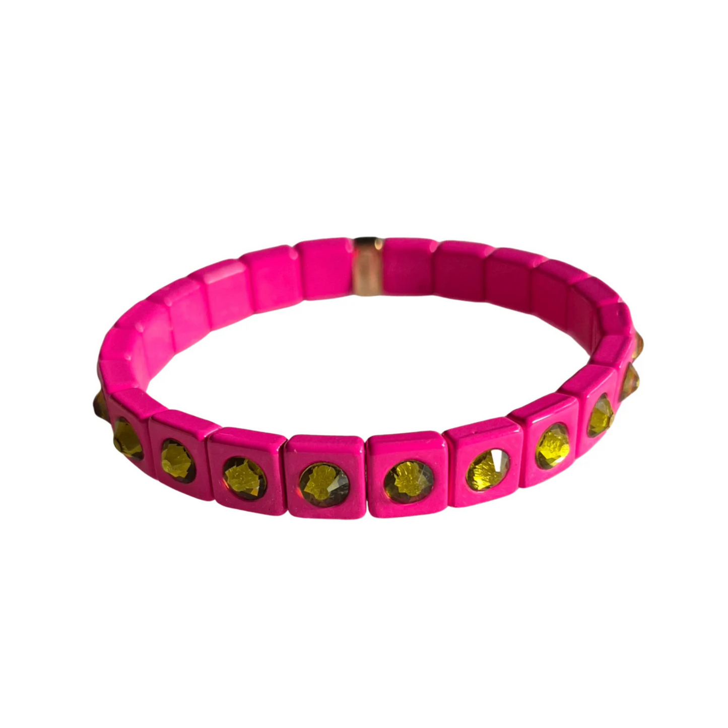 Hot Pink & Gold Stone Bracelet