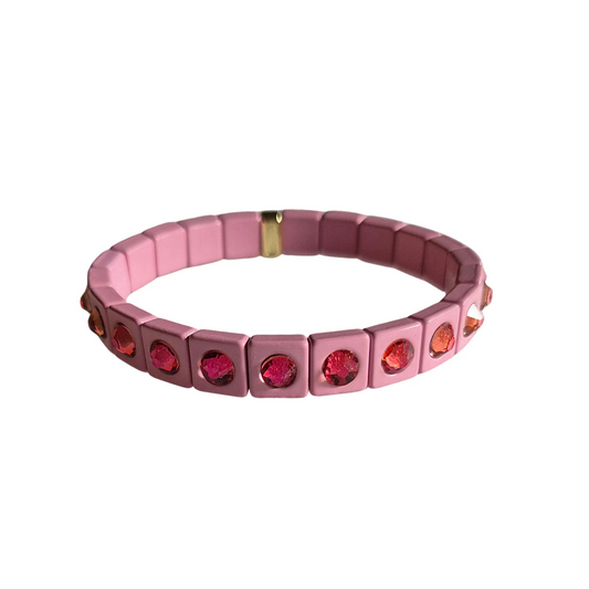 Light Pink & Red Stone Bracelet