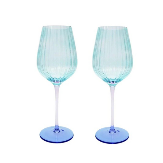 Ellie Ombre Wine Glass Aqua and Blue Set of 2
