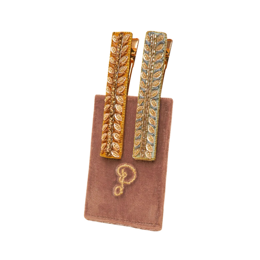 Narrow Jewelled Hair Bar Pastel Vines