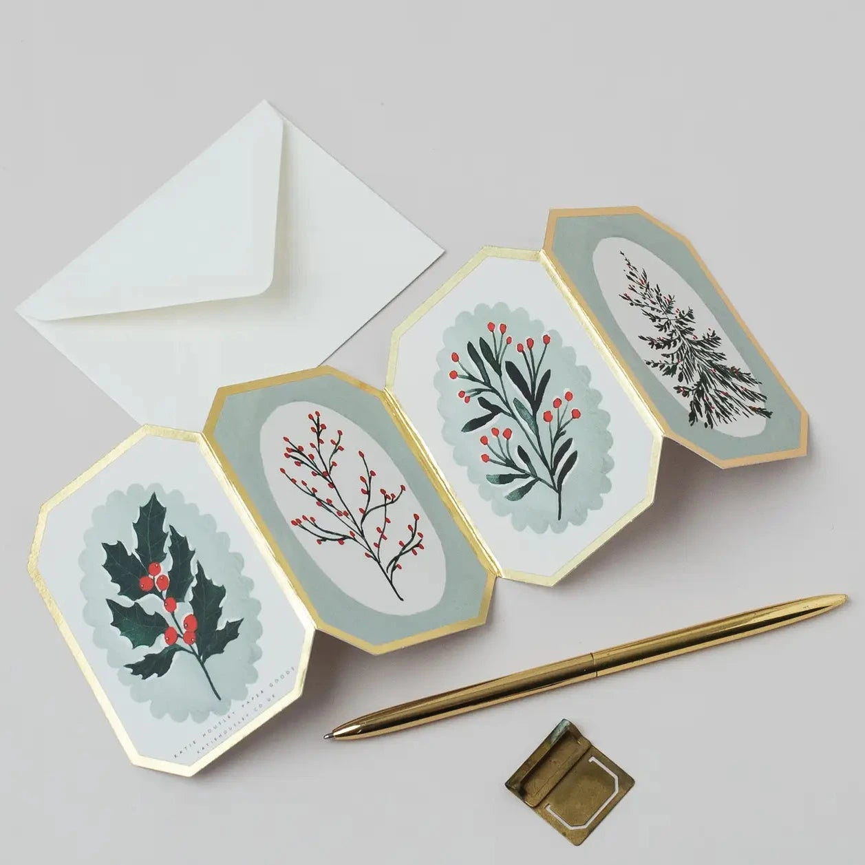 Christmas Botanical Mini Concertina Holiday Card