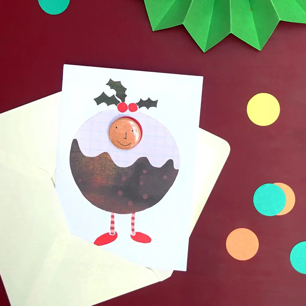Pudding Costume - Greeting Card with Badge