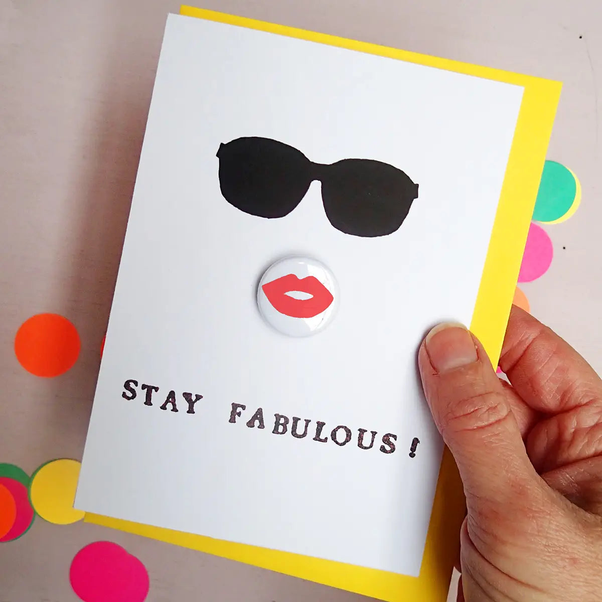 Fabulous Lips - Greeting Card with Badge