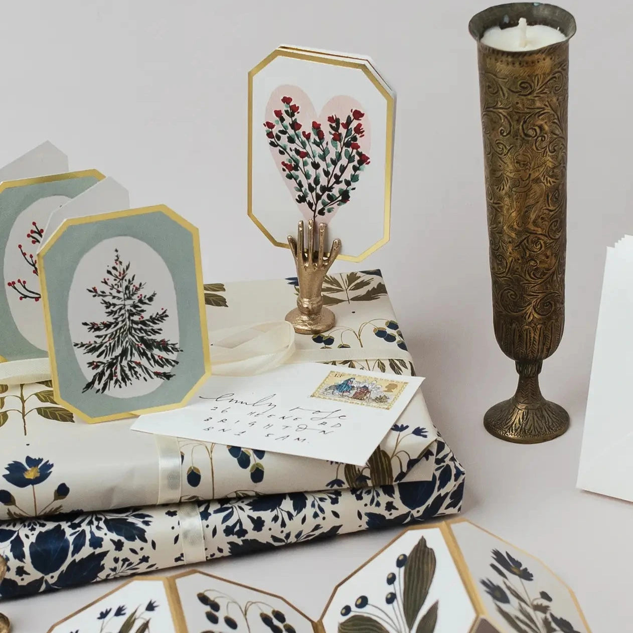 Christmas Botanical Mini Concertina Holiday Card