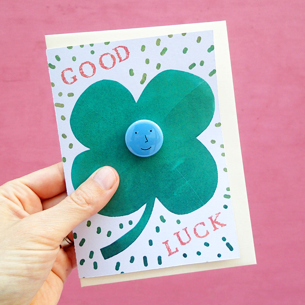 Lucky Clover - Greeting Card with Badge