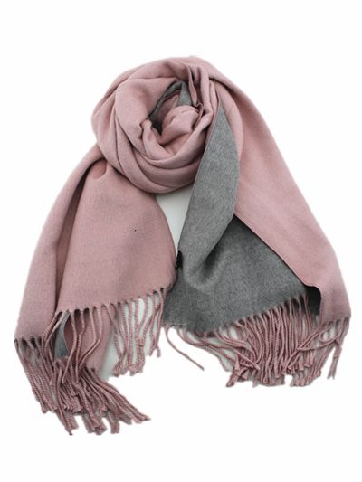 Double-sided Cashmere Scarf - Pink & Grey