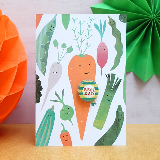 Carrot Best Dad - Greeting Card with Badge