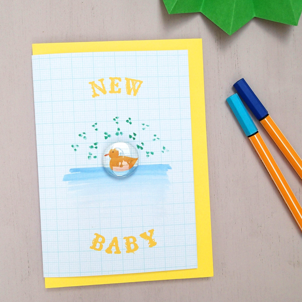 New Baby Duckling - Greeting Card with Badge